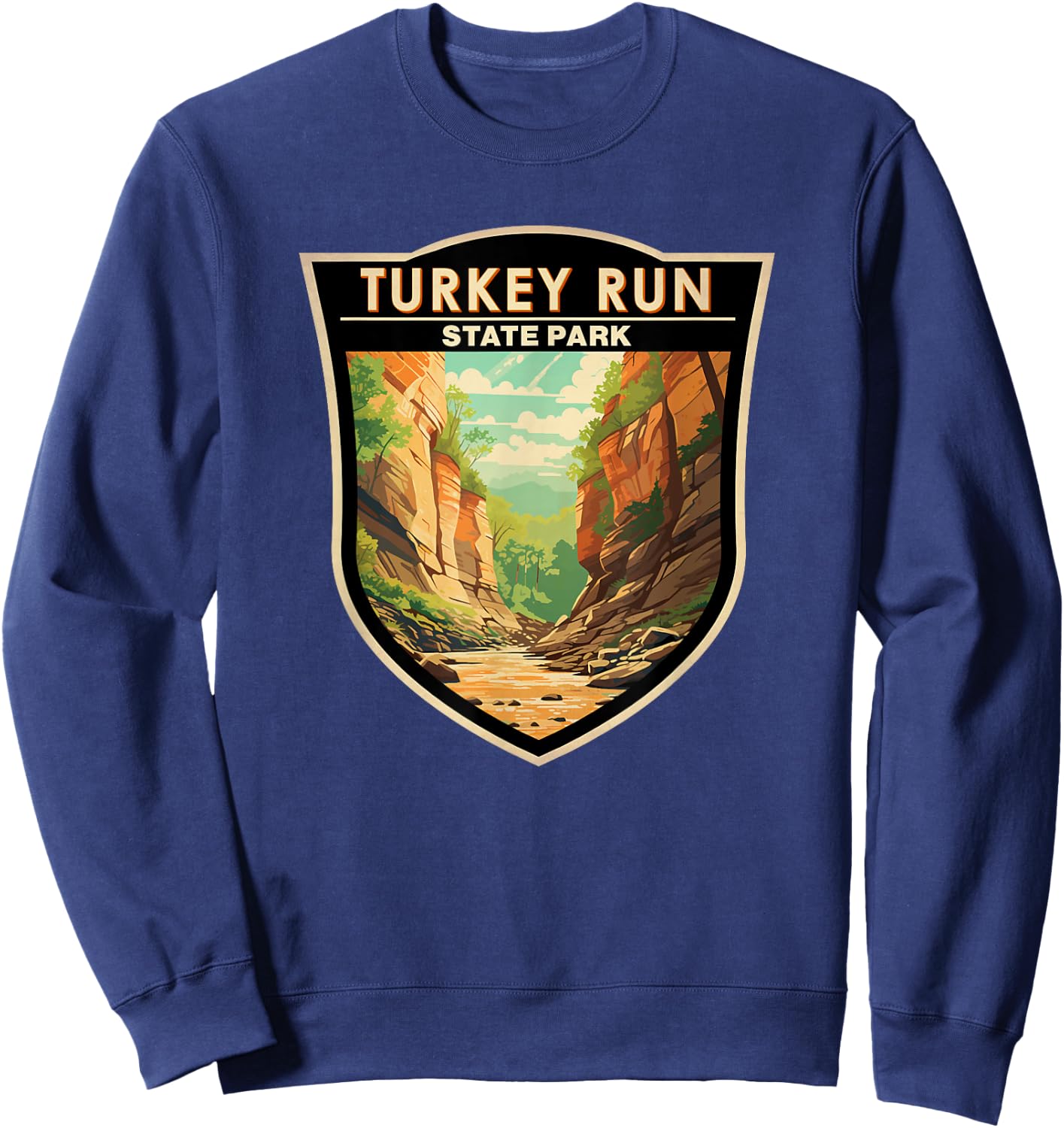 Turkey Run State Park Indiana Badge Vintage Sweatshirt - Sweatshirt | Navy