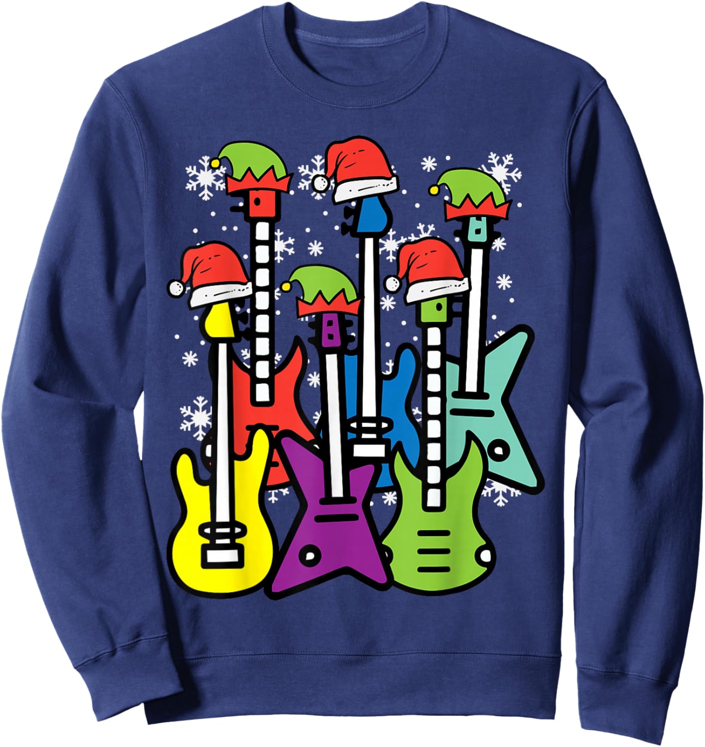 Christmas Guitars Santa Xmas Music Rocker Men Boys Kids Sweatshirt - Sweatshirt | Navy