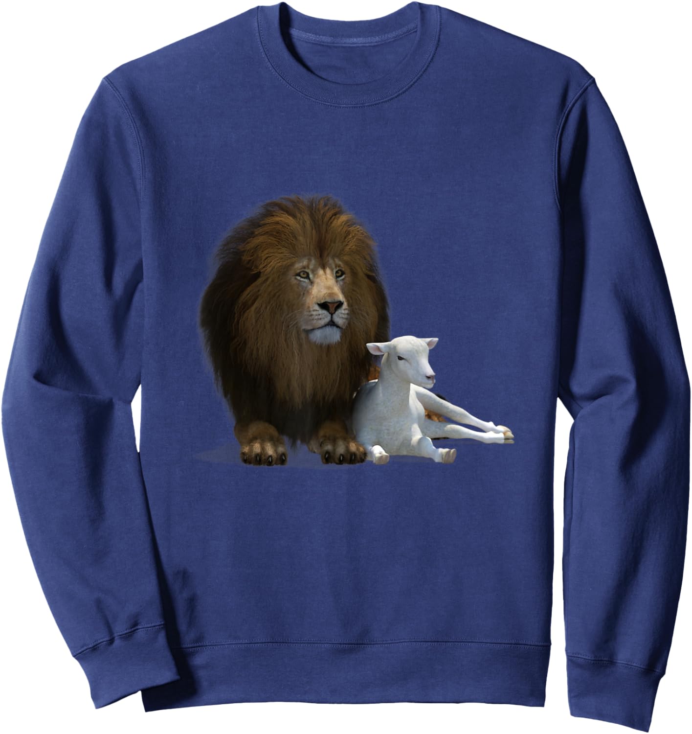 Lion And Lamb Cross Jesus Christ Yahshua - Lion Of Judah Sweatshirt - Sweatshirt | Navy