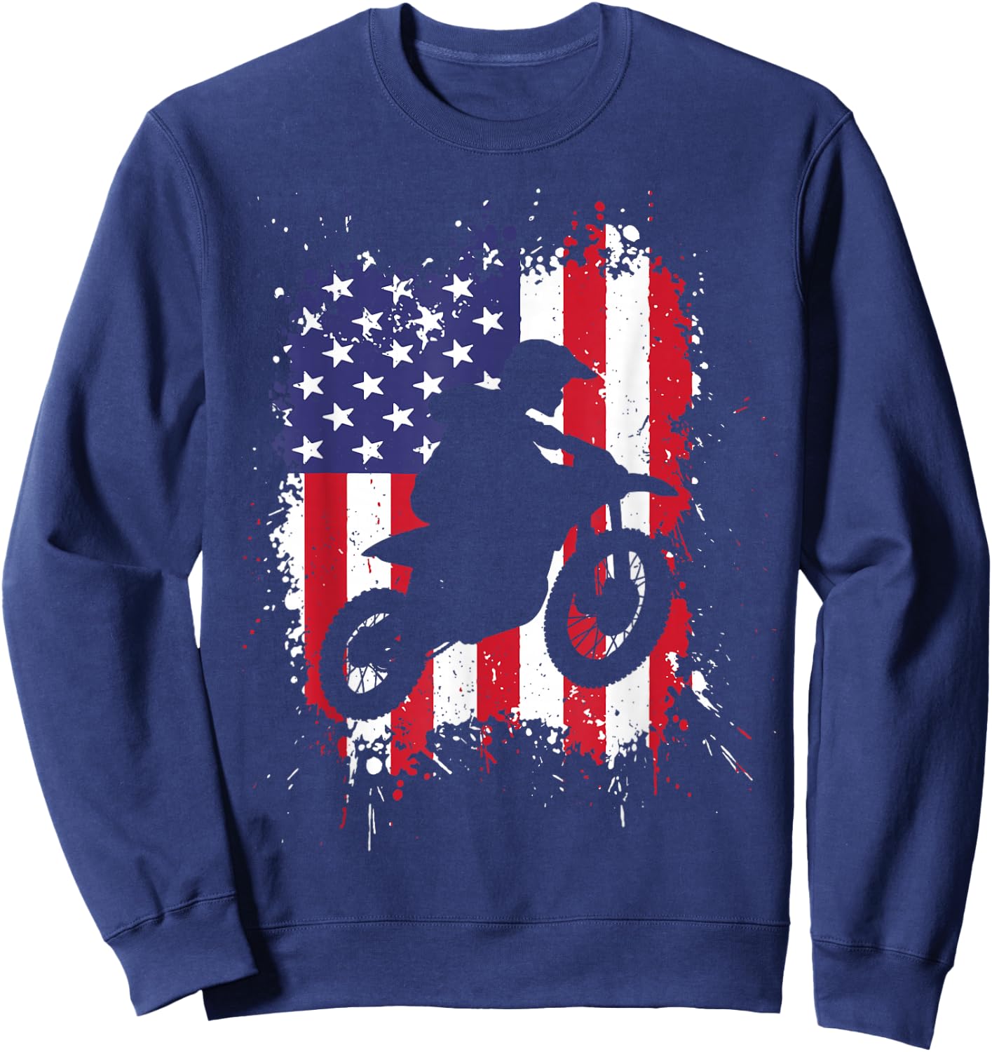 Best Dirt Bike Boys Dirtbike Racing US Flag Biker Sweatshirt - Sweatshirt | Navy