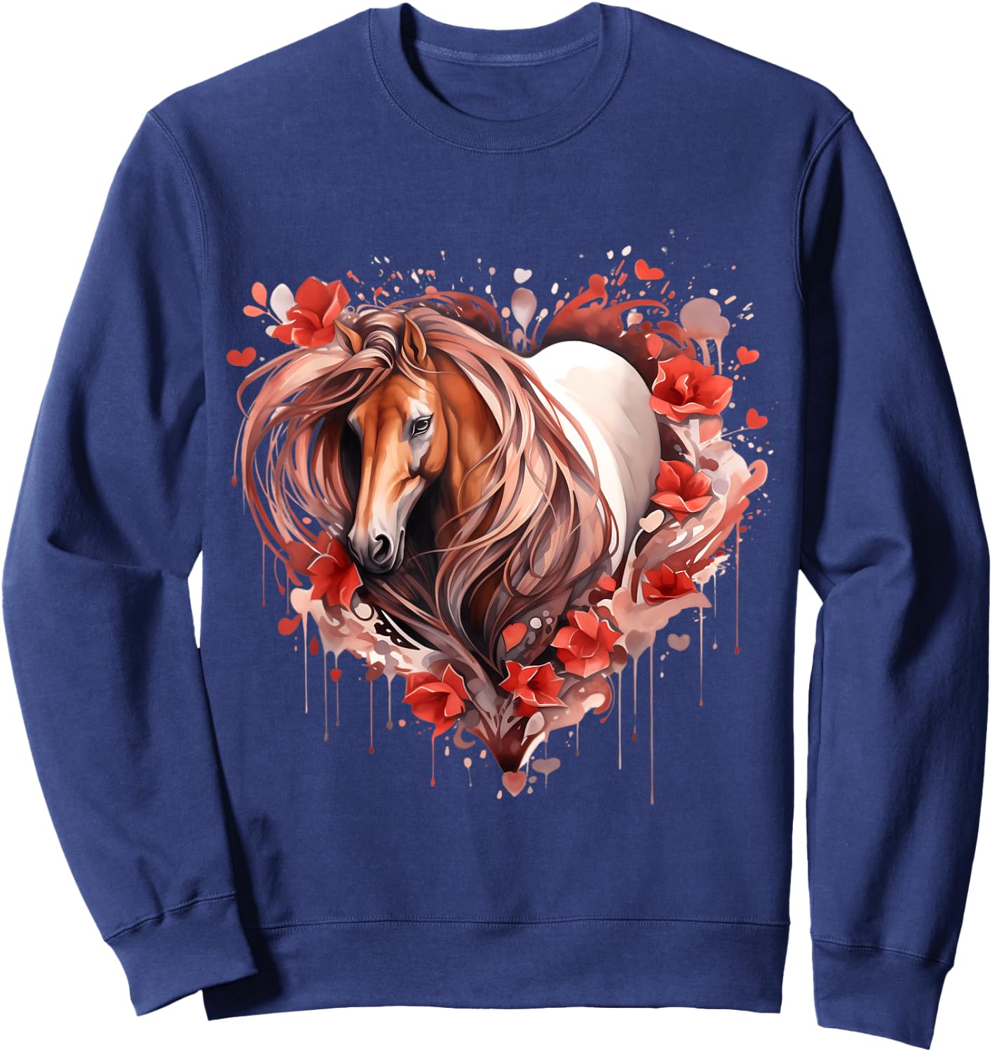 Heart With Horse Head For Horseback Riding Horse Sweatshirt - Sweatshirt | Navy