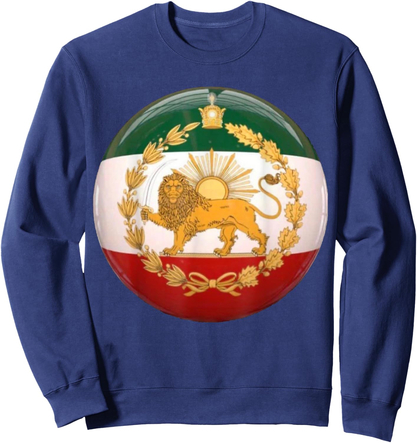Iran Flag Lion & Sun Shiro Khorshid Iranian Flag Patriotic Sweatshirt - Sweatshirt | Navy