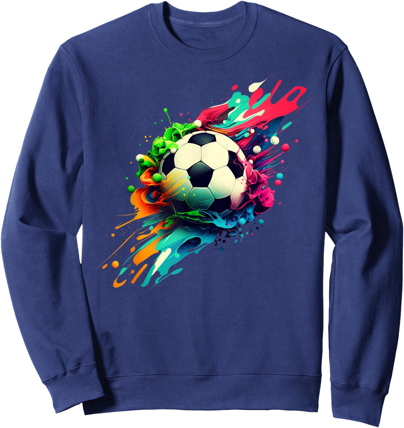 Football with Colourful Paint Splashes Party Crew Sweatshirt - Sweatshirt | Navy