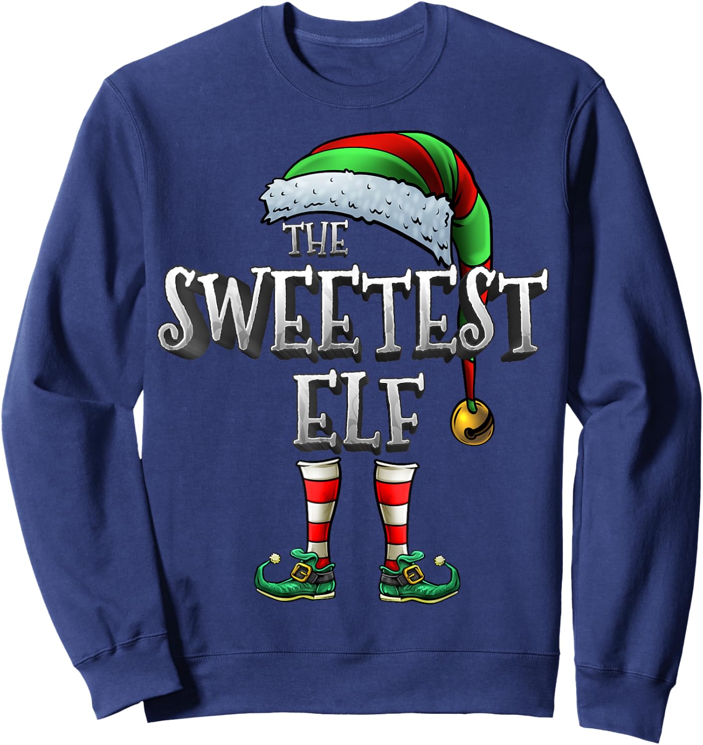 The Sweetest Elf Matching Family Sweetest Christmas Elf Sweatshirt - Sweatshirt | Navy