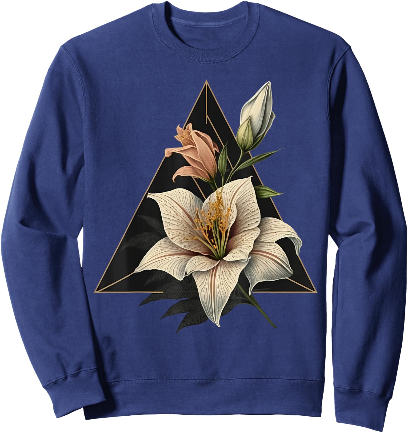 Abstract Geometric Lily Sweatshirt - Sweatshirt | Navy