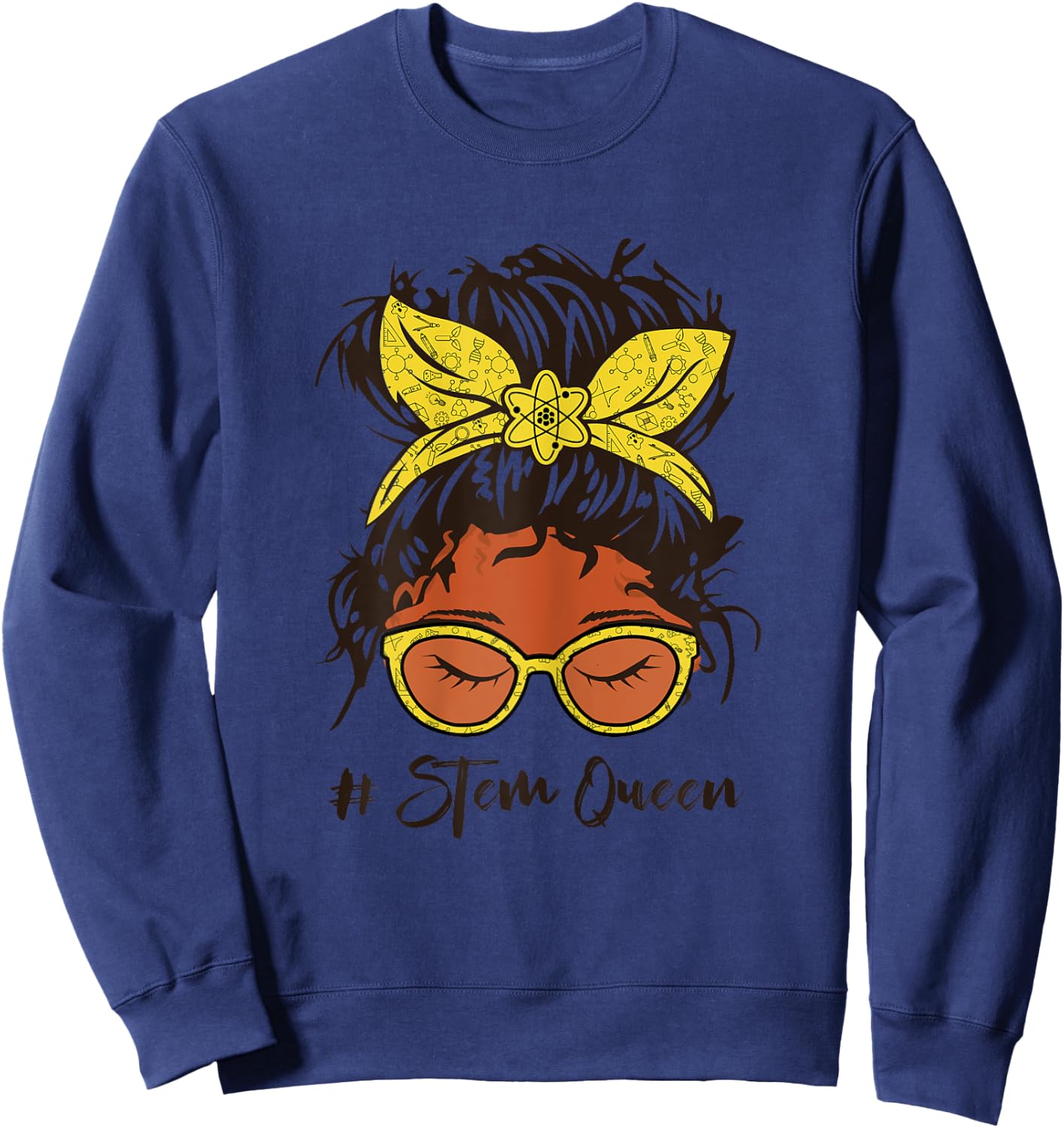 STEM Teacher messy bun Steminist Science Kids Sweatshirt - Sweatshirt | Navy