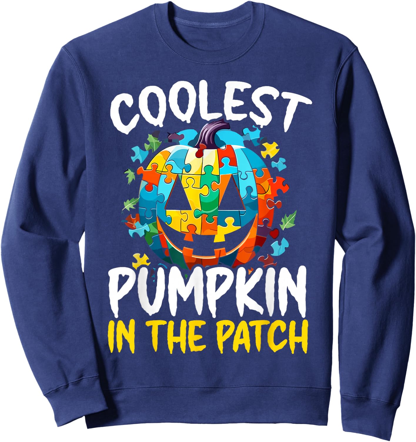 Autism Halloween Puzzle Trick Or Treat Autism Awareness Sweatshirt - Sweatshirt | Navy