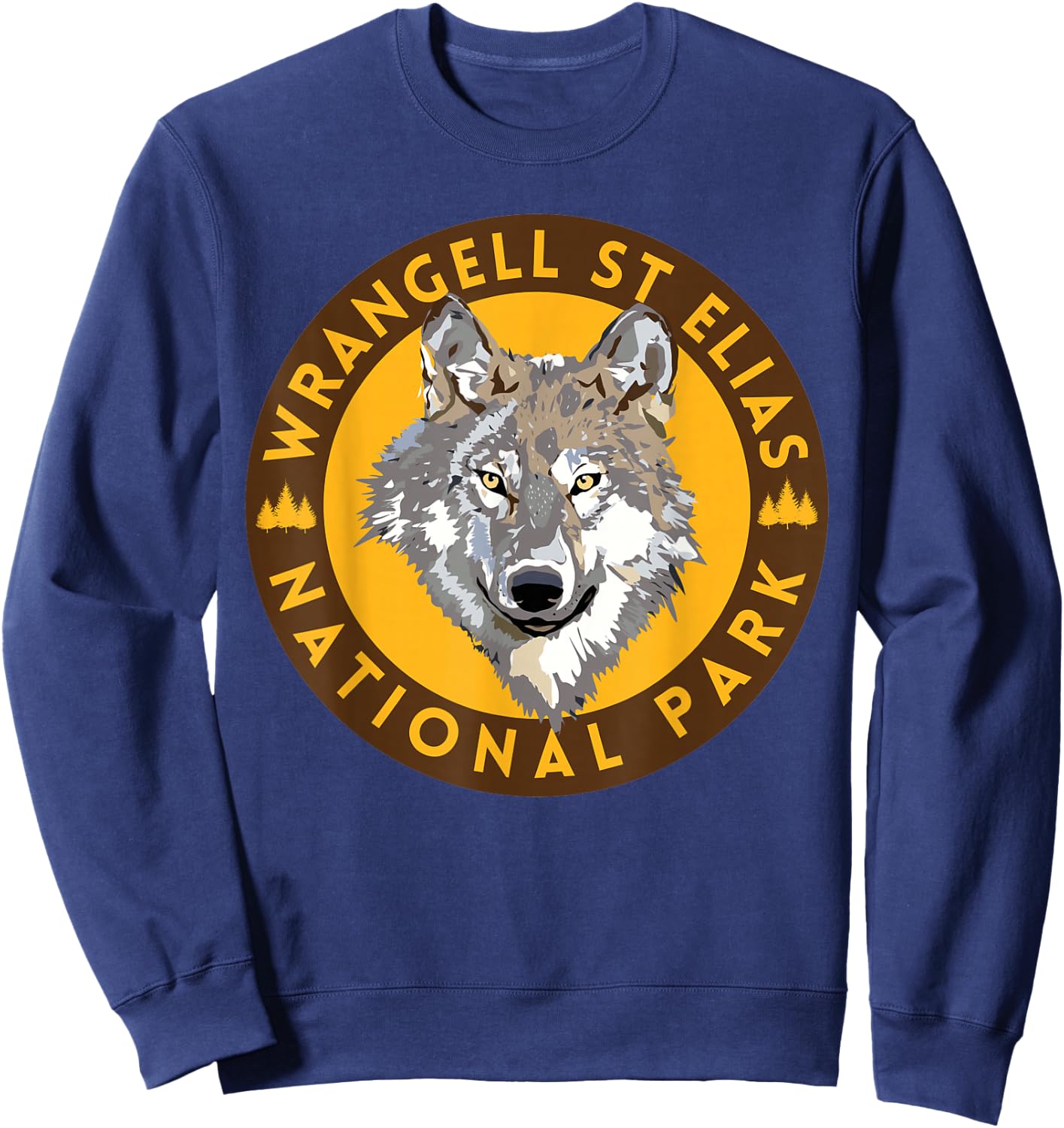 Wrangell St Elias National Park Alaska Wolf Hiking Outdoors Sweatshirt - Sweatshirt | Navy