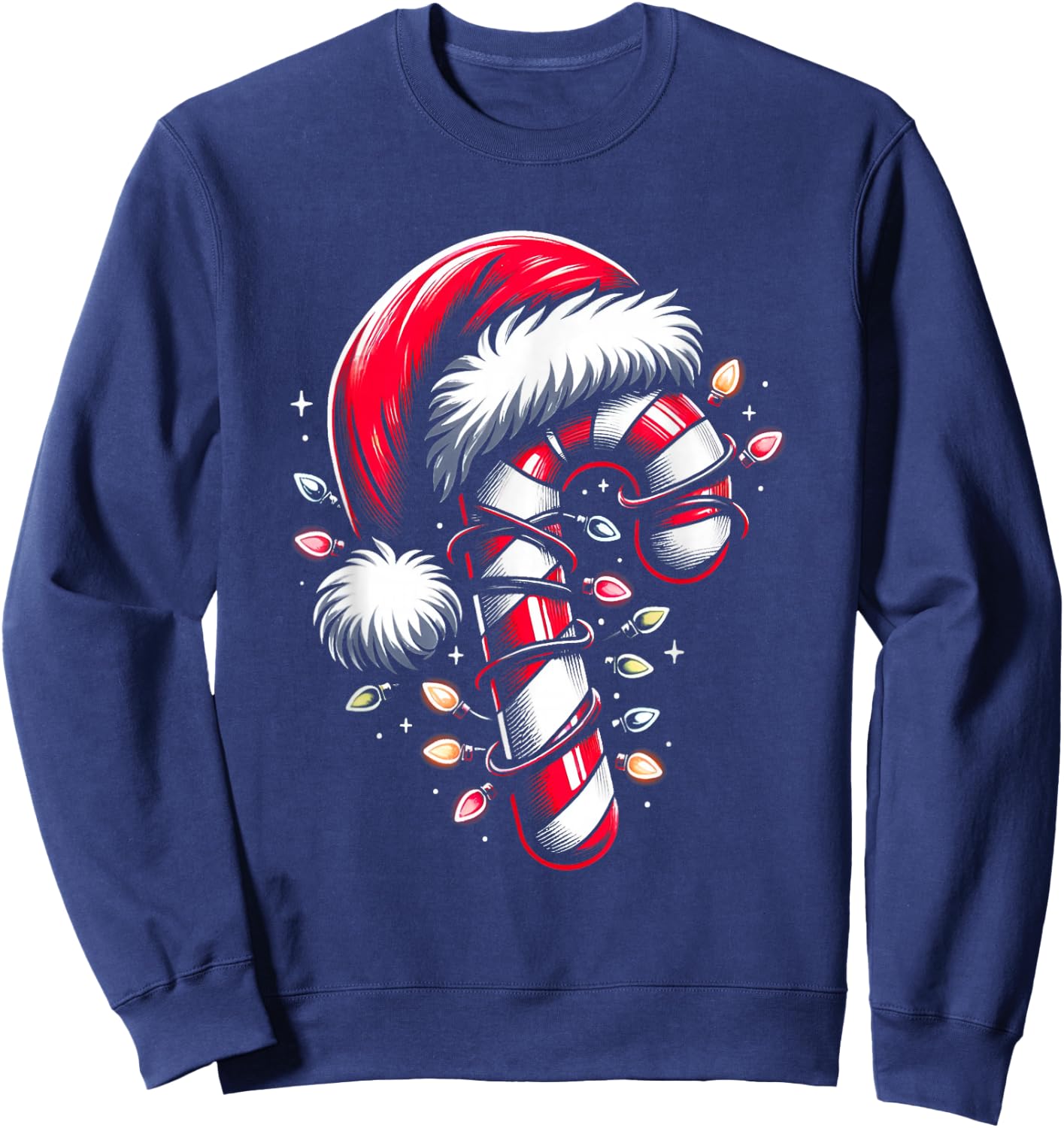 Candy Cane Crew Christmas Lights Family Matching Xmas Sweatshirt - Sweatshirt | Navy