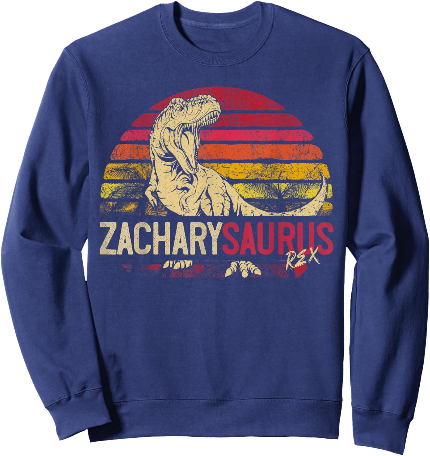Zachary Saurus Funny Personalized Dinosaur T Rex Name Gift Sweatshirt - Sweatshirt | Navy