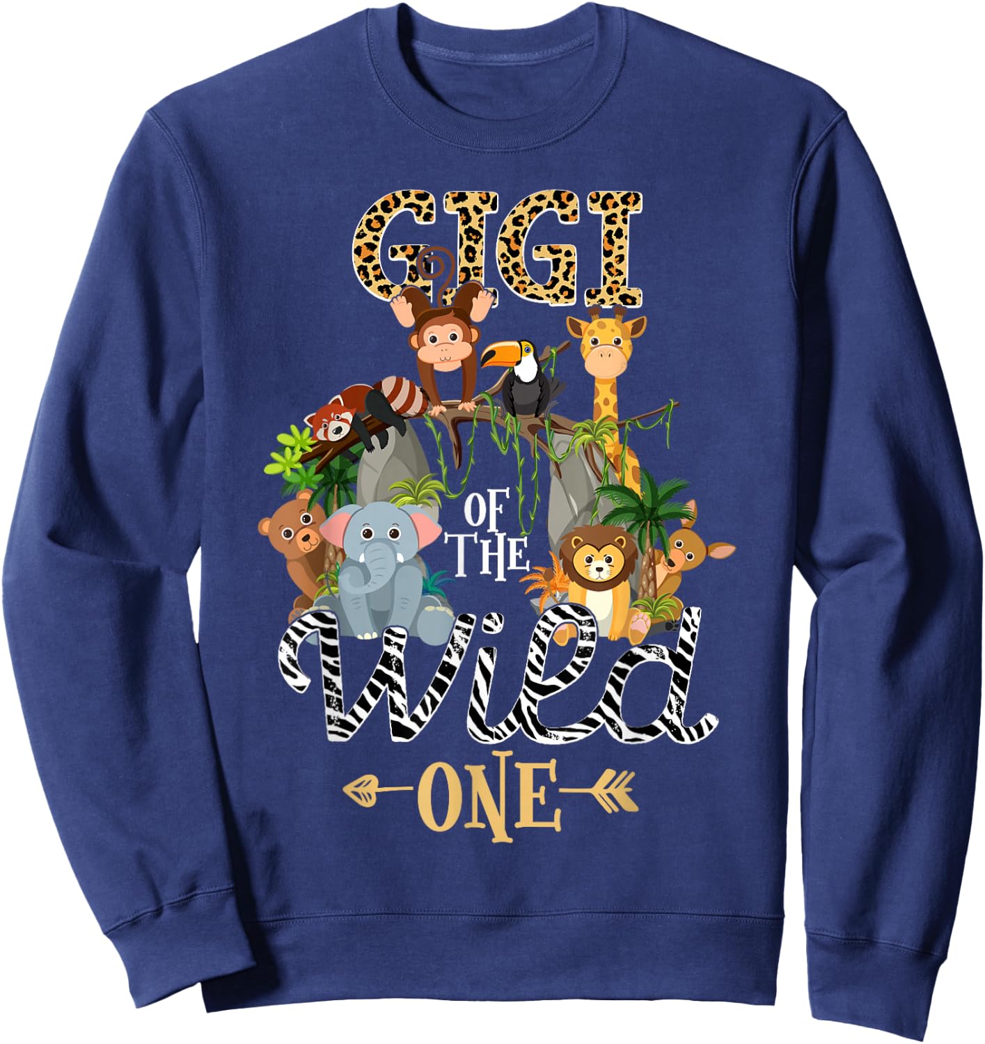Gigi of the Wild One Zoo Birthday Woodland Animals Sweatshirt - Sweatshirt | Navy