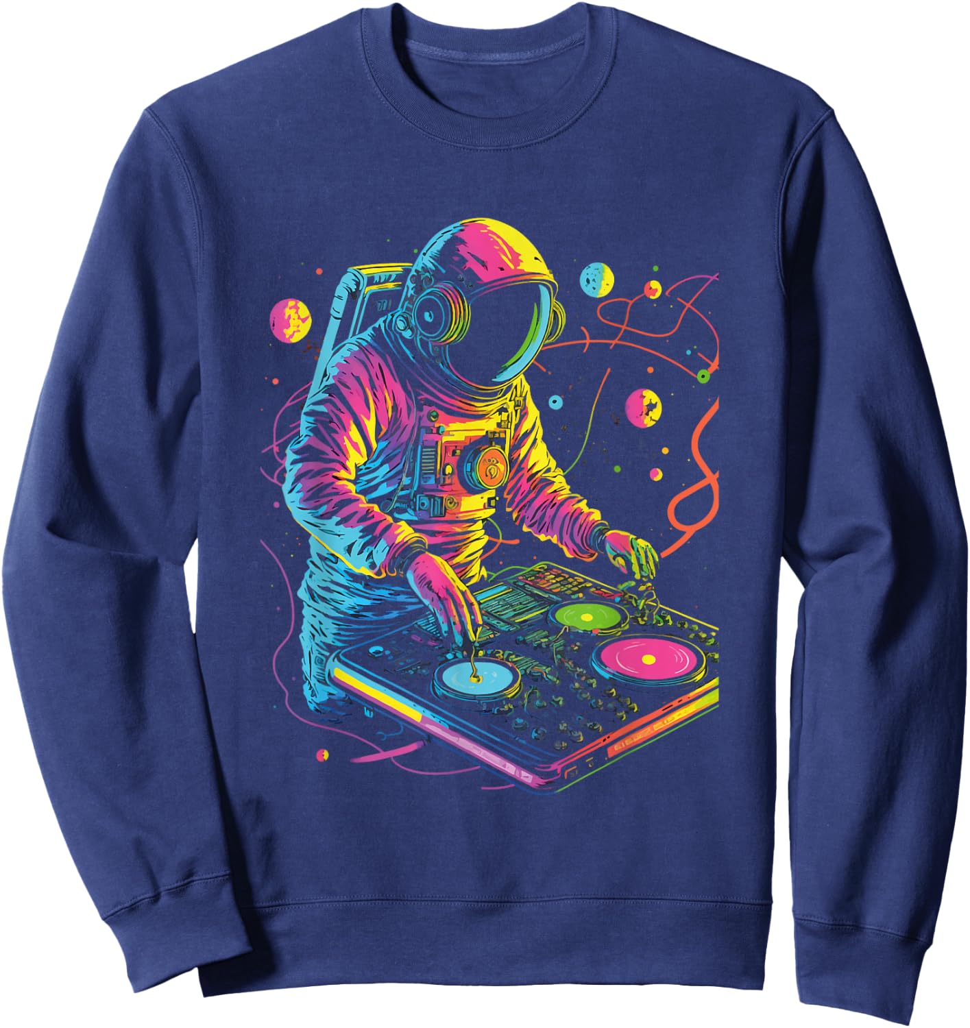 Astronaut DJ, DJing in Space, EDM cool Graphic Sweatshirt - Sweatshirt | Navy