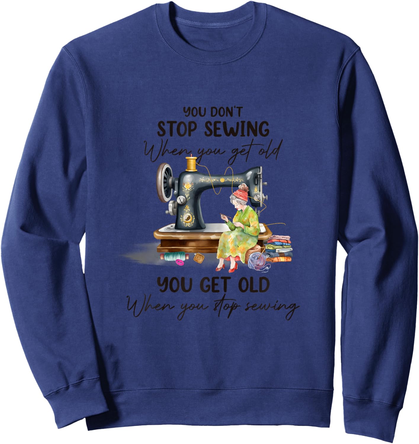 Quilting Yarn Graphic Design Seamstress Sewing Themed Sweatshirt - Sweatshirt | Navy
