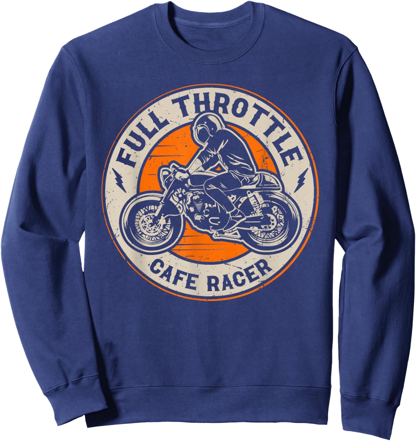 Full Throttle - Vintage Badge Cafe Racer Sweatshirt - Sweatshirt | Navy