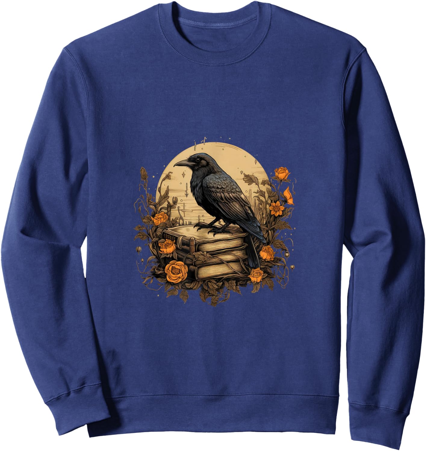 Book Lover Gift Ideas Raven Reading Book Occult Crow Sweatshirt - Sweatshirt | Navy