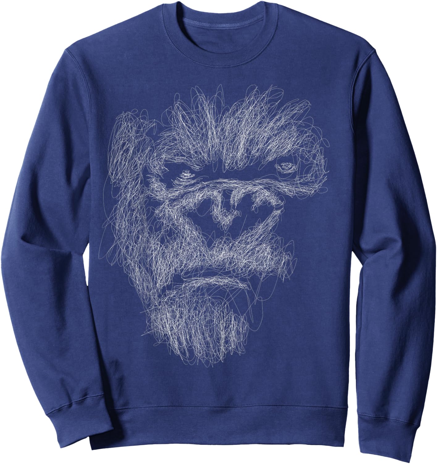 gorilla head scribble art face for lover Silverback animal Sweatshirt - Sweatshirt | Navy