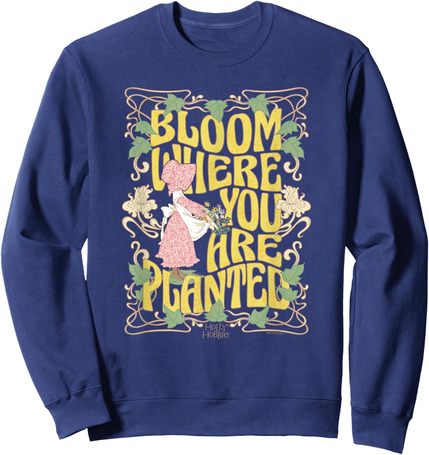 Holly Hobbie Bloom Where You Are Planted Floral Retro Sweatshirt - Sweatshirt | Navy