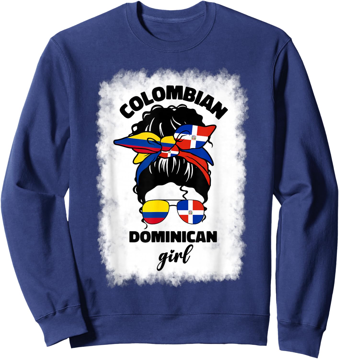 Half Dominican And Colombian Colombia Flag Girl Girls Mix Sweatshirt - Sweatshirt | Navy