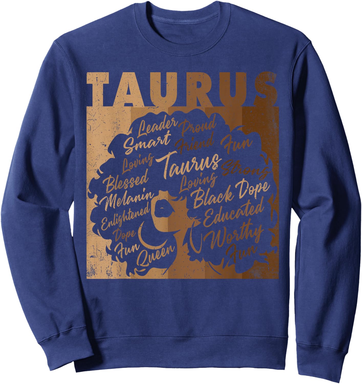 Taurus Girl African American Women Melanin Birthday Sweatshirt - Sweatshirt | Navy