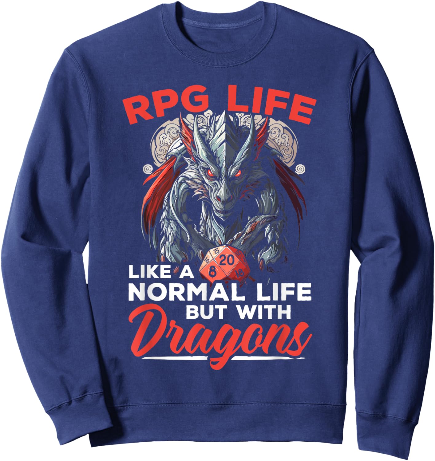 RPG Gaming Role Playing D20 Tabletop Games Funny RPG Gamer Sweatshirt - Sweatshirt | Navy
