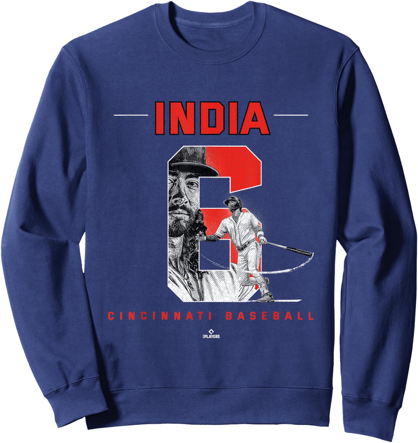 Number and Portrait Jonathan India Cincinnati MLBPA Sweatshirt - Sweatshirt | Navy