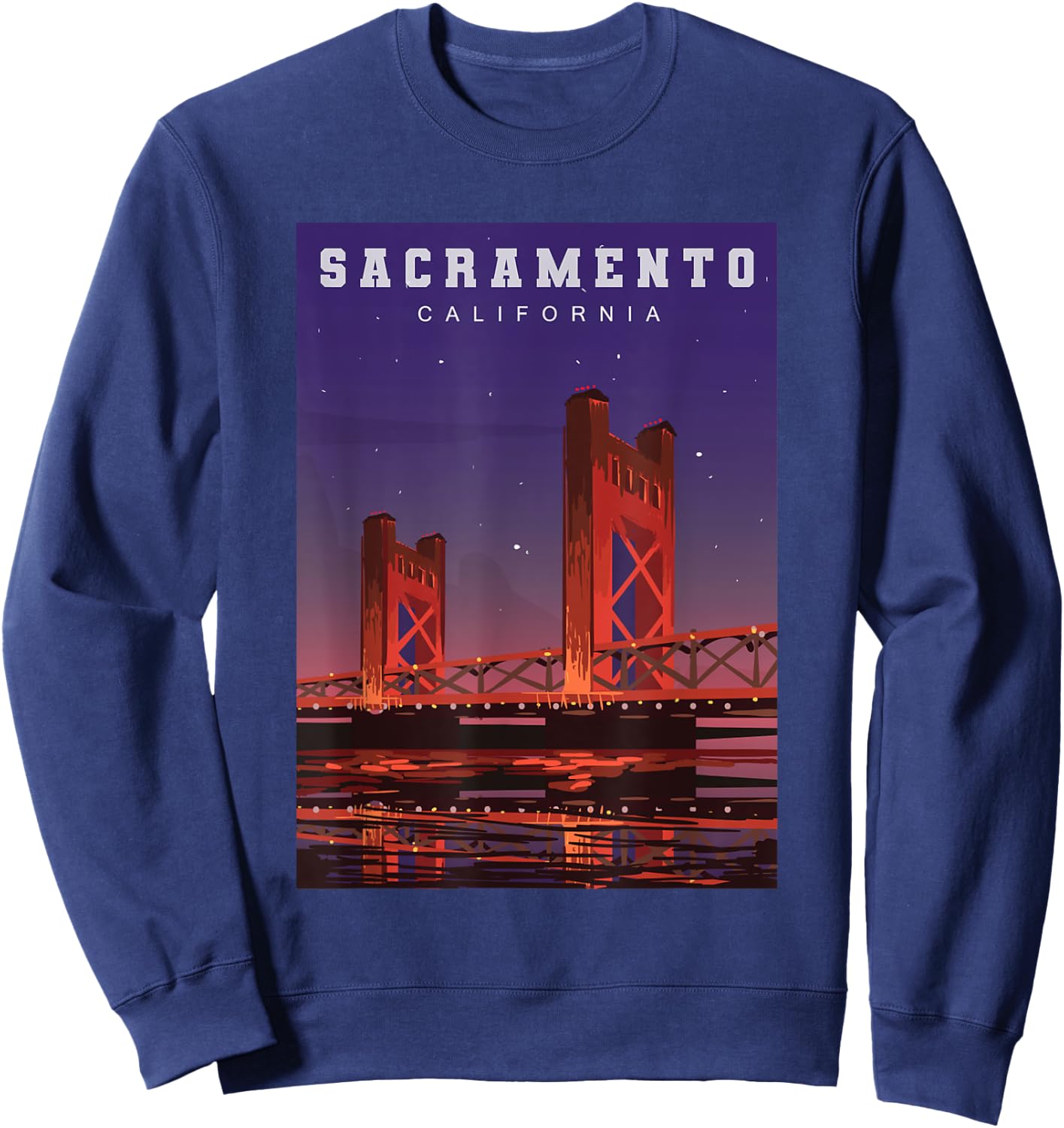 Sacramento California Tower Bridge River Landscape Sweatshirt - Sweatshirt | Navy