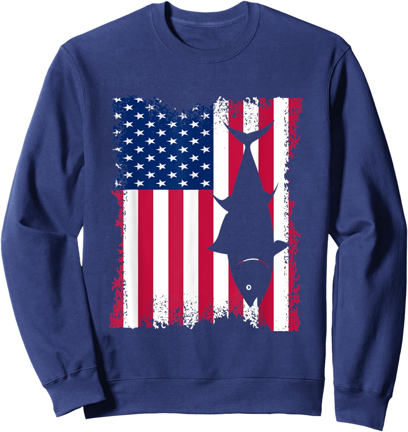 Vintage Love Yellowfin Tuna Vintage US Flag Bluefin Tuna Sweatshirt - Sweatshirt | Navy