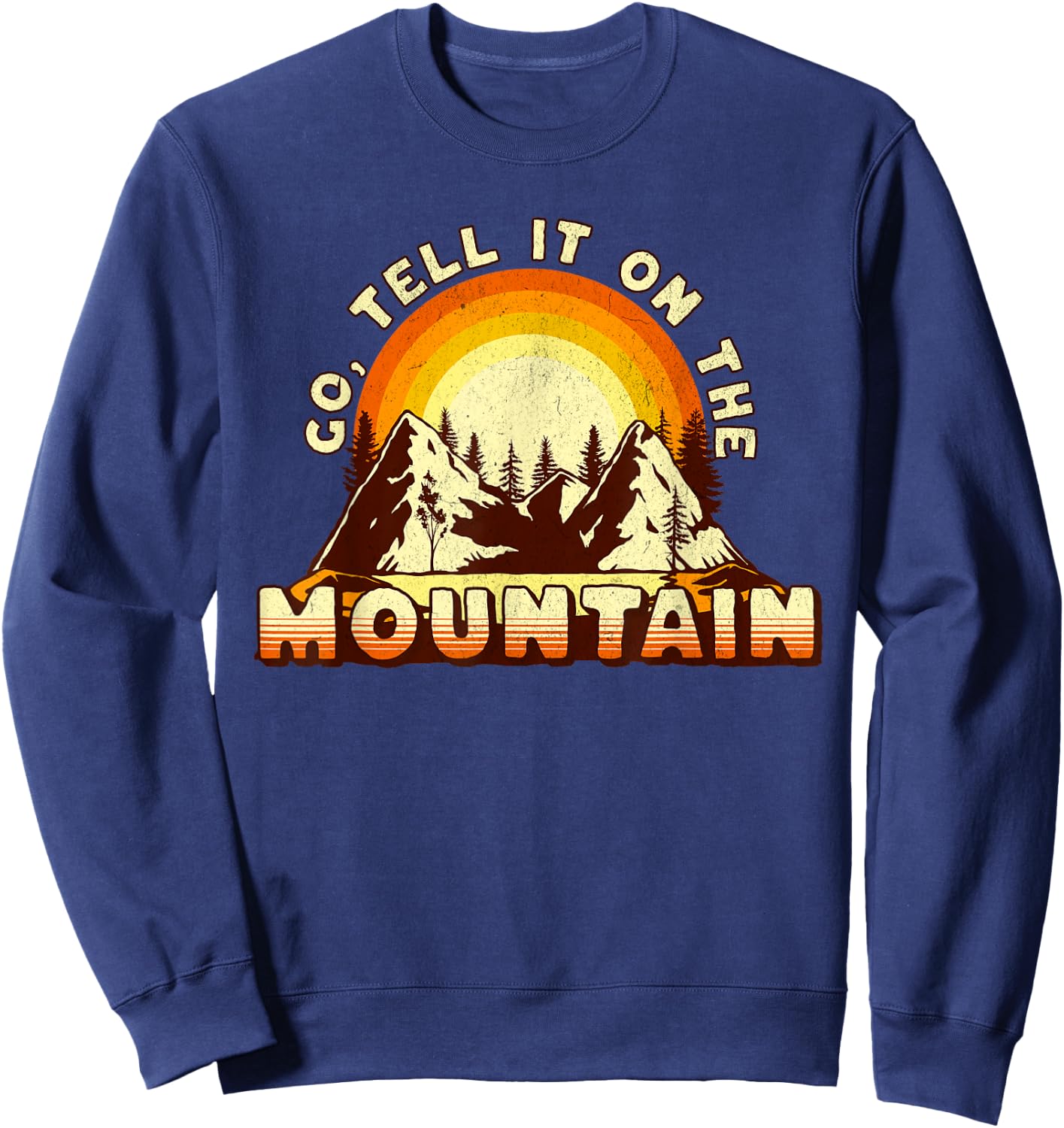 Go Tell It On the Mountain Retro Sunset Christmas Carol Sweatshirt - Sweatshirt | Navy