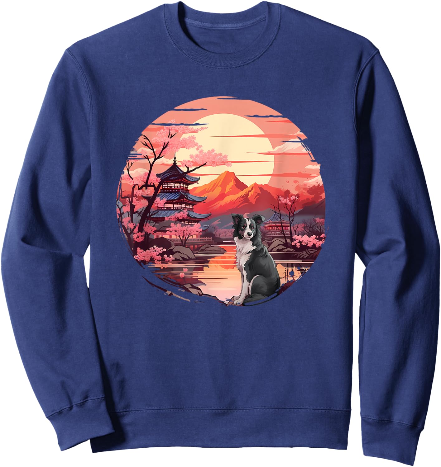 Japanese Sunset Border Collie Sweatshirt - Sweatshirt | Navy