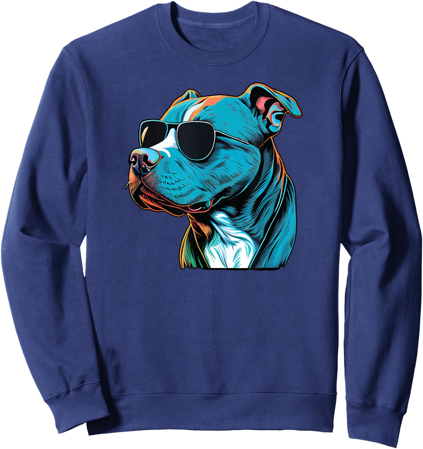 Dad Mom Cool Dog Sunglasses - Pitbull Men Women Sweatshirt - Sweatshirt | Navy