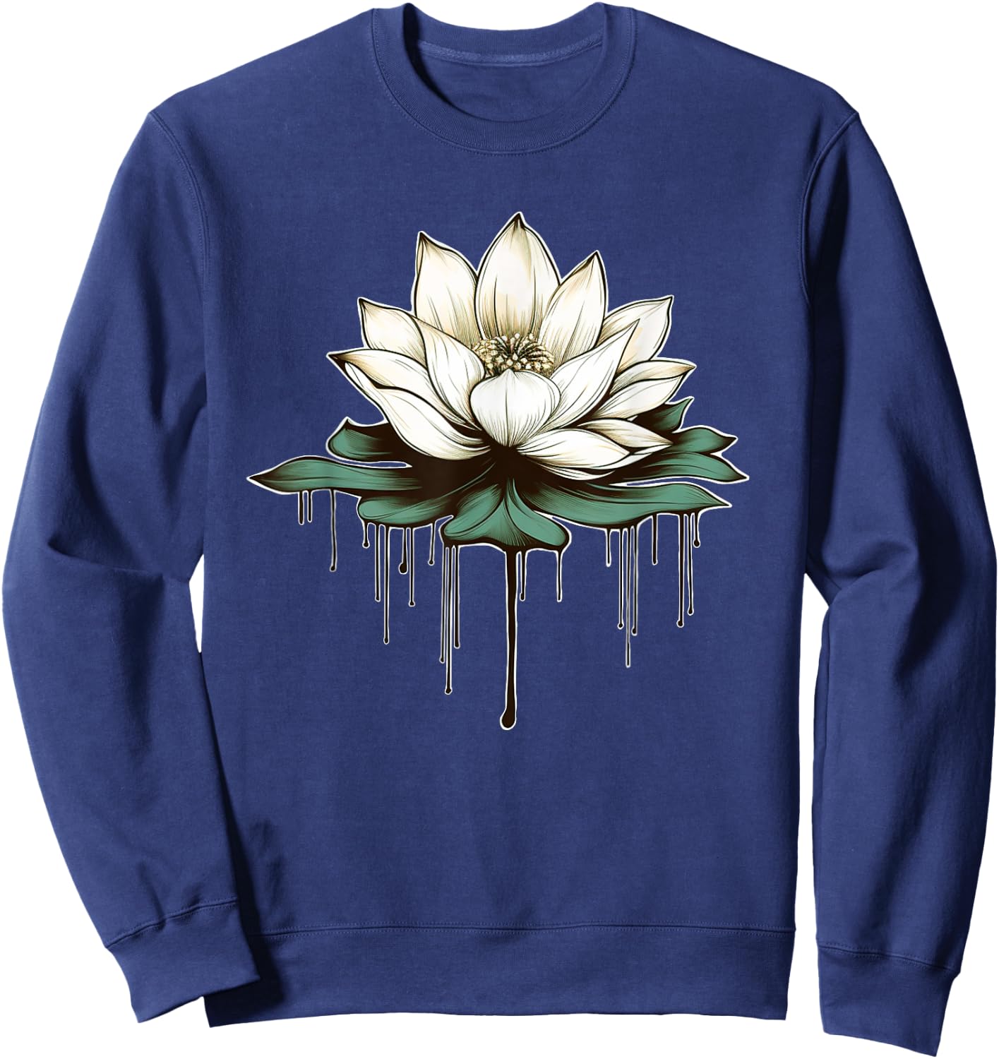 Yoga Botanical Lotus Spiritual Sweatshirt - Sweatshirt | Navy