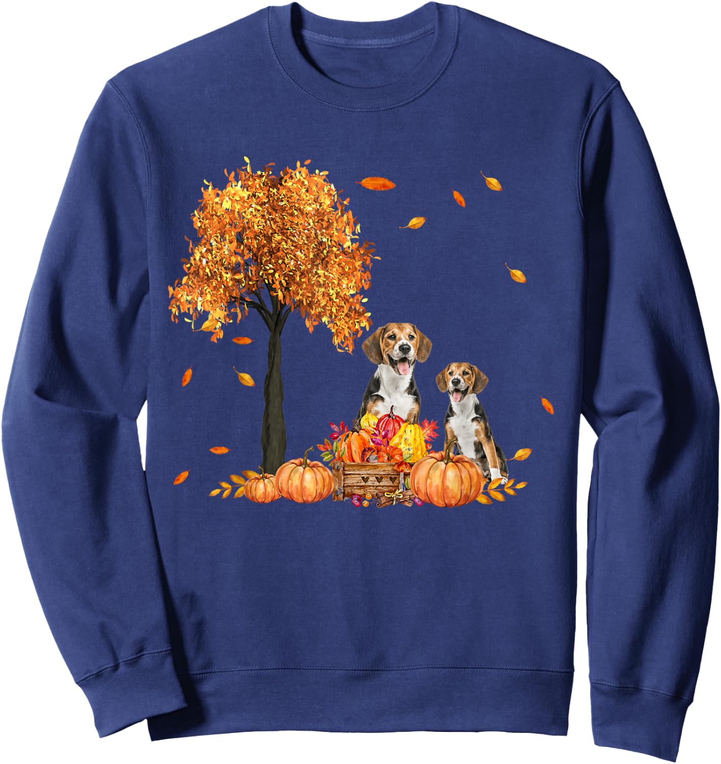 Beagle Autumn Leaf Fall Dog Lover Thanksgiving Halloween Men Women Kids Sweatshirt - Sweatshirt | Navy