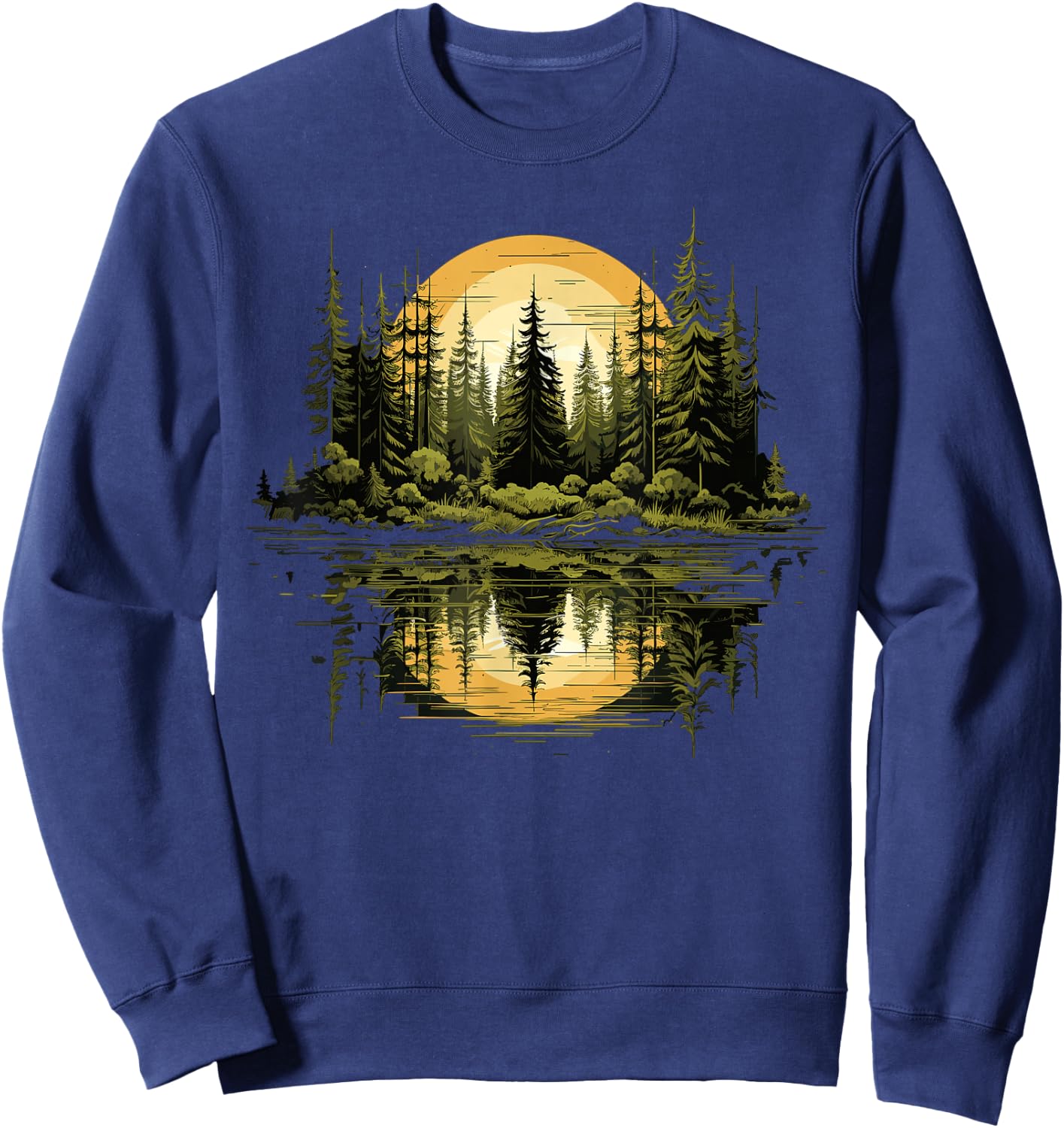 Nature Reflection Forest Trees Outdoor Wildlife Sweatshirt - Sweatshirt | Navy