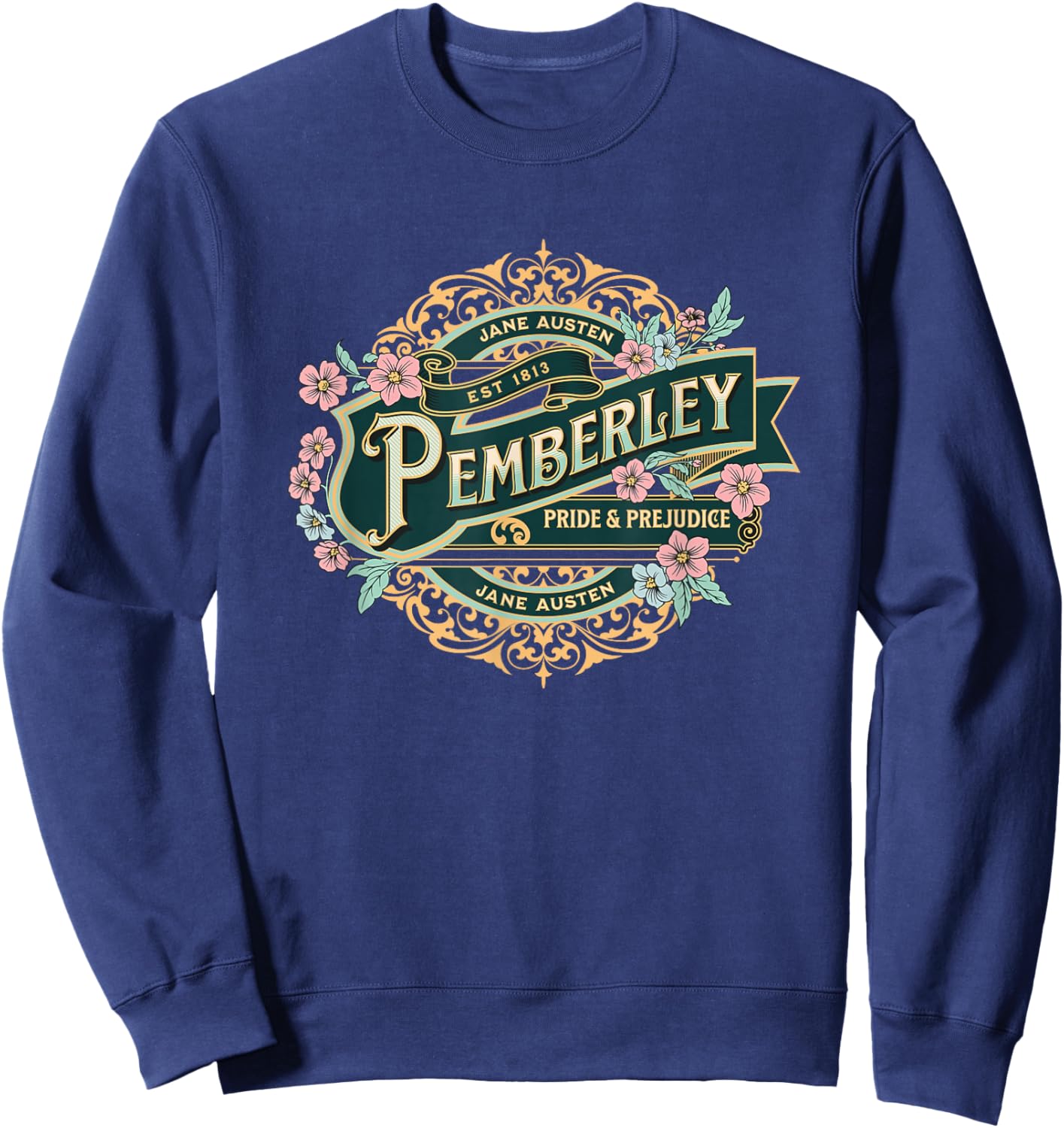 Pemberley Pride and Prejudice Jane Austen Design Sweatshirt - Sweatshirt | Navy