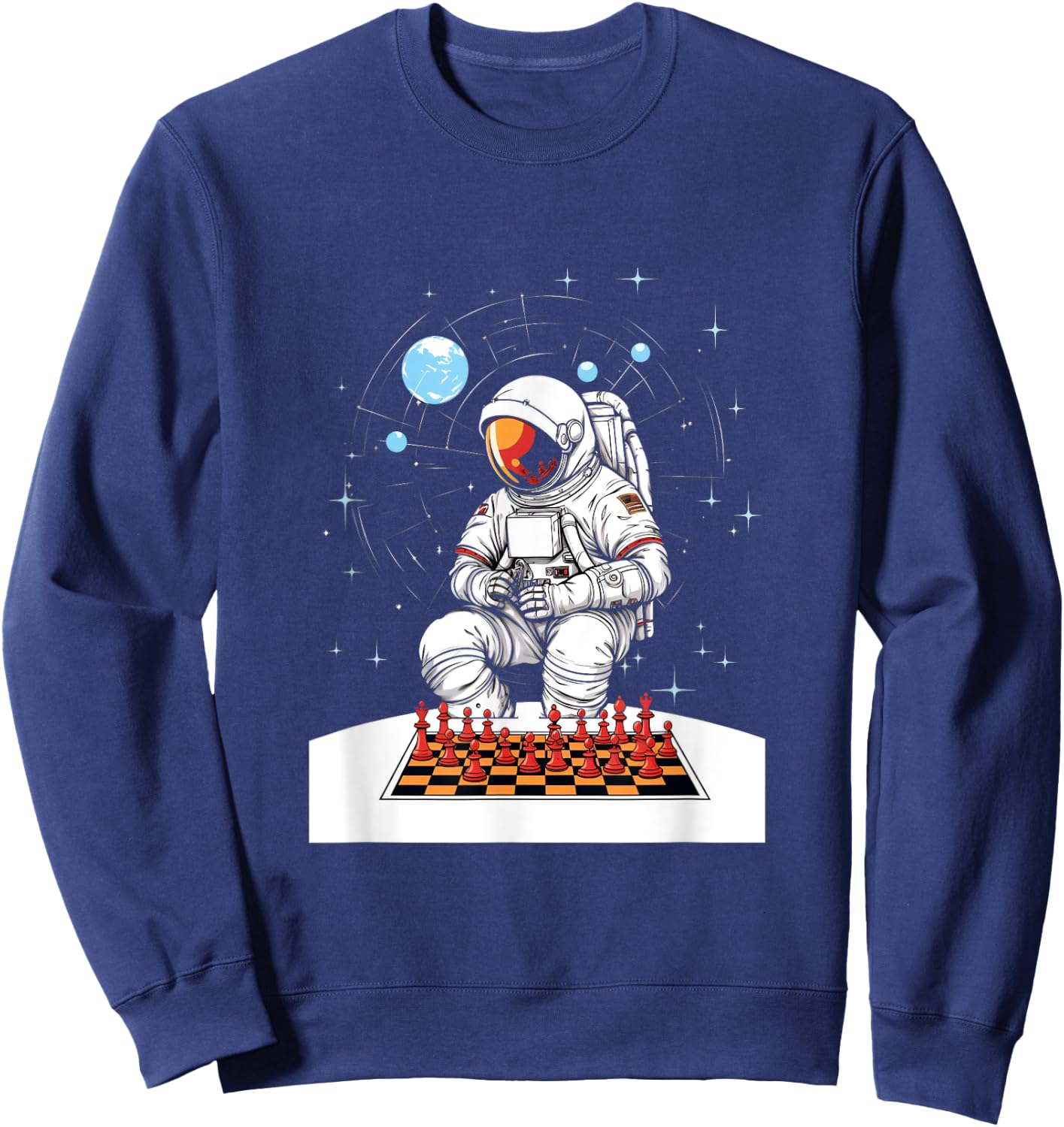 Chess player astronaut chess board chess game chess game Sweatshirt - Sweatshirt | Navy