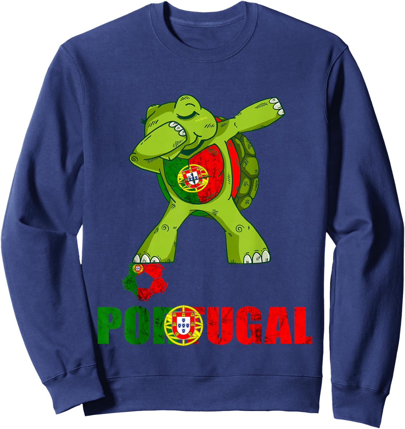 Dabbing Turtle Portugal Soccer Portuguese Roots Portugal Sweatshirt - Sweatshirt | Navy
