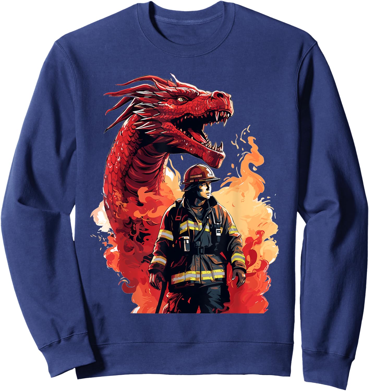 Firefighter Dragon - Firefighter & Fireman Sweatshirt - Sweatshirt | Navy