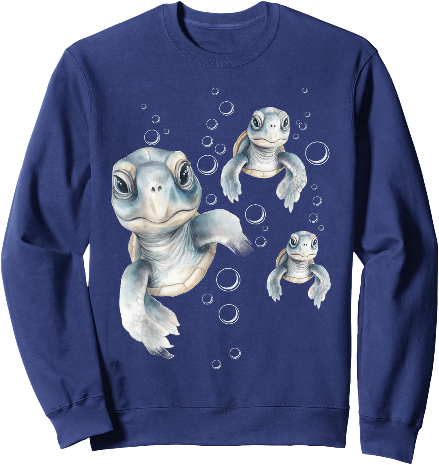 Colorful Swimming Turtles - Summer Vacation Sea Animal Lover Men Women Girls Kids Sweatshirt - Sweatshirt | Navy