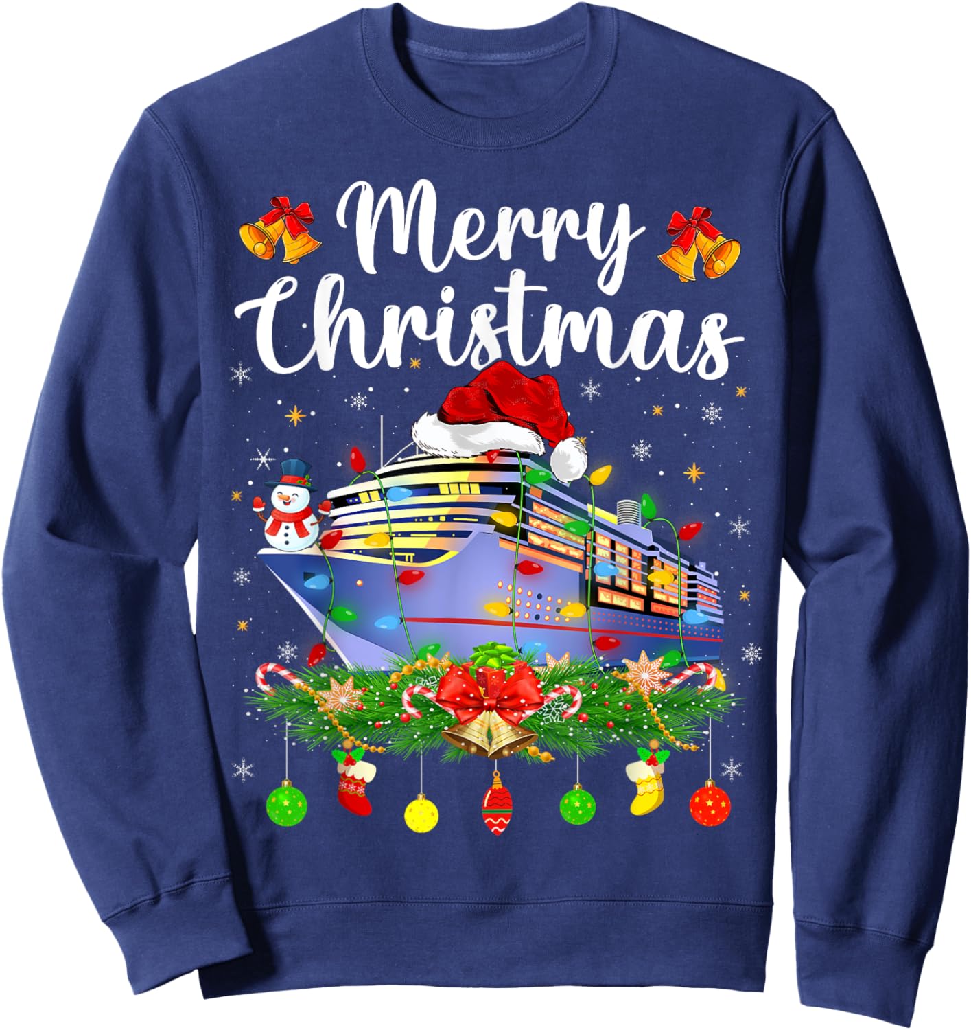 Merry Cruisemas Xmas Lighting Santa Cruise Ship Christmas Sweatshirt - Sweatshirt | Navy