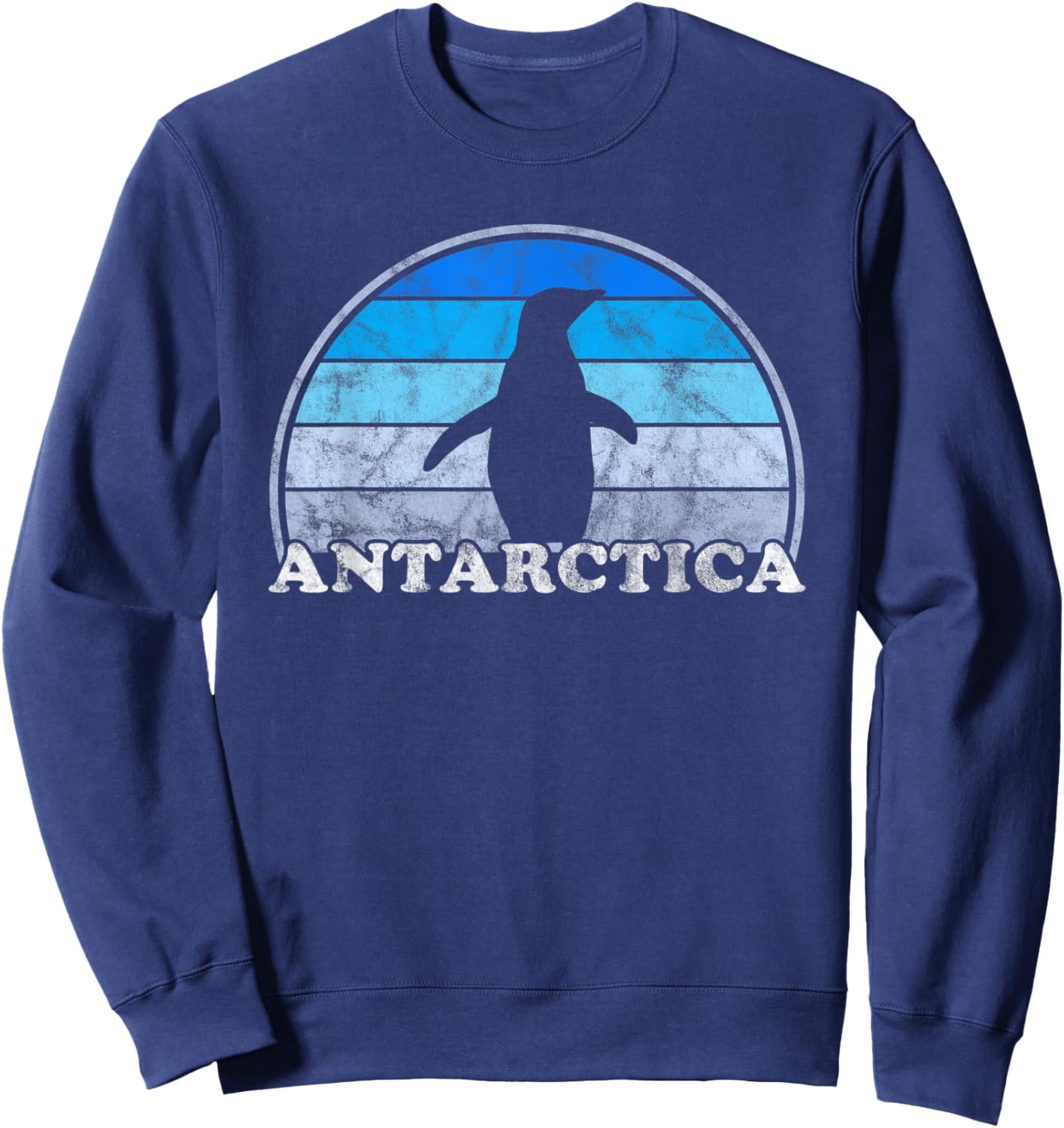 Antarctica - Retro Sunset Penguin Silhouette Artic Sweatshirt - Sweatshirt | Navy