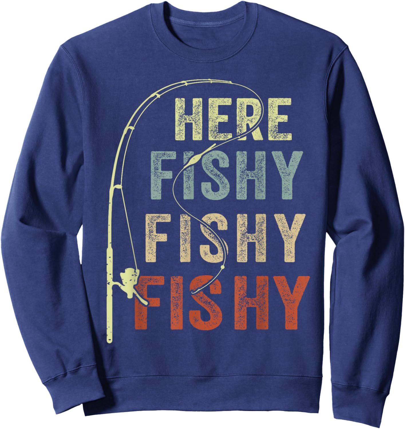 Youth Here-Fishy Fishing-Shirt Boys Toddler Funny Fisherman Sweatshirt - Sweatshirt | Navy