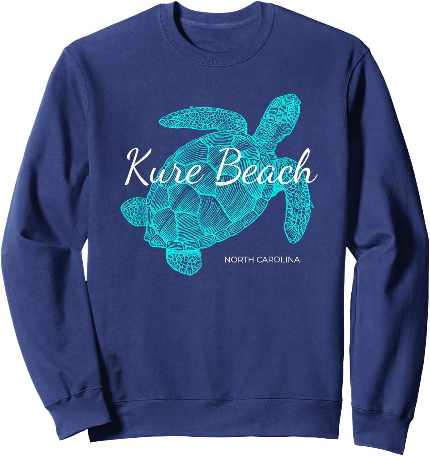 Kure Beach North Carolina Vacation With A Turtle Graphic Sweatshirt - Sweatshirt | Navy