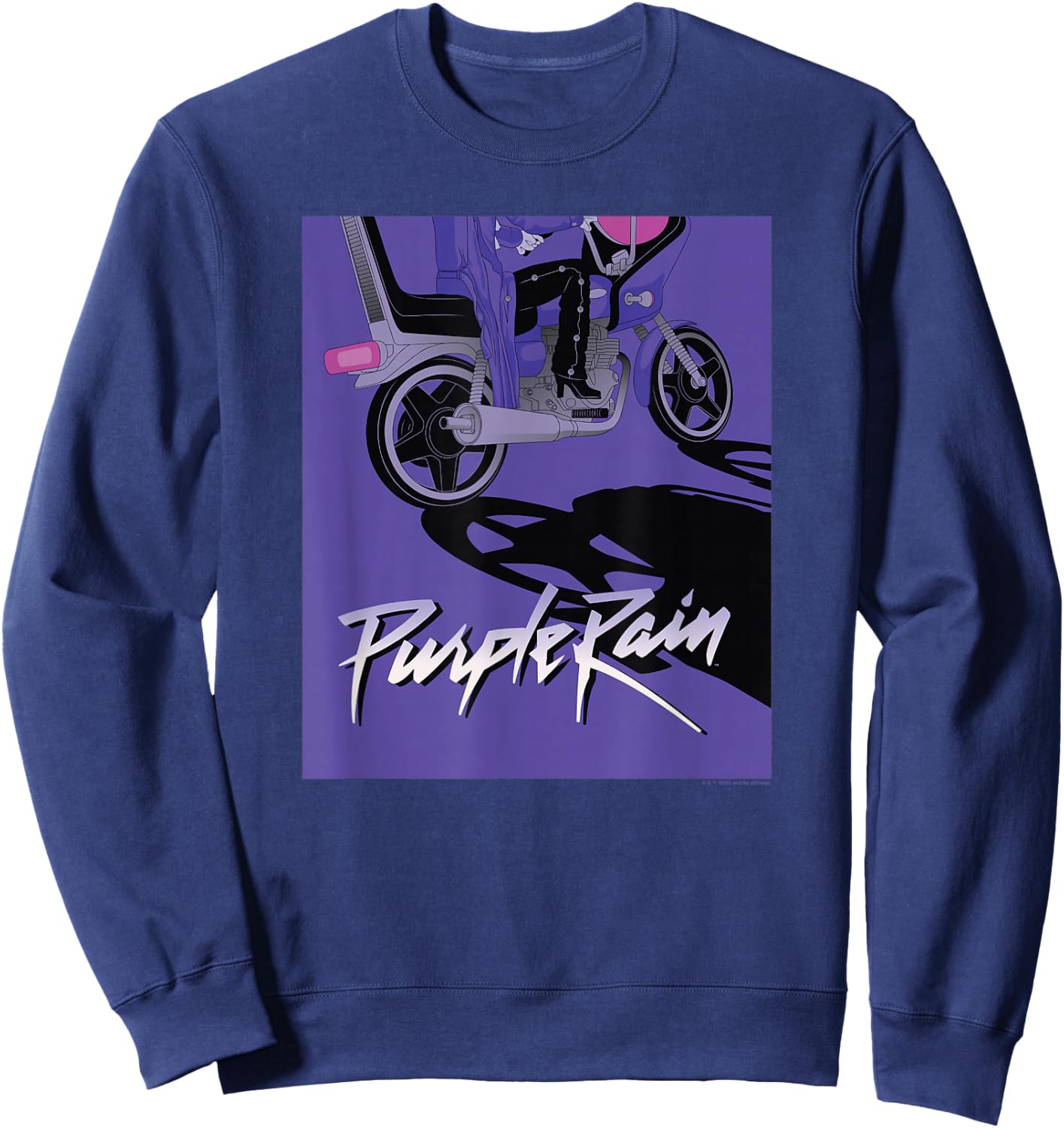 WB100 Purple Rain Prince Motorcycle Album Cover Sketch Sweatshirt - Sweatshirt | Navy