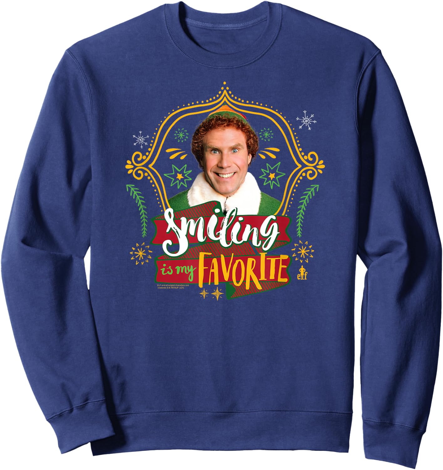 Elf Smiling's My Favorite Doodles and Frame Funny Christmas Sweatshirt - Sweatshirt | Navy