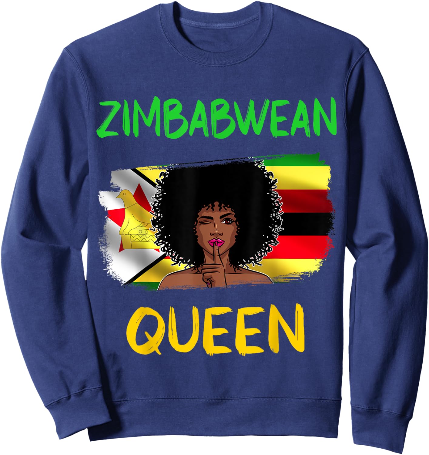 Zimbabwean Queen Zimbabwe Flag Zimbabwean Girl Pride Sweatshirt - Sweatshirt | Navy