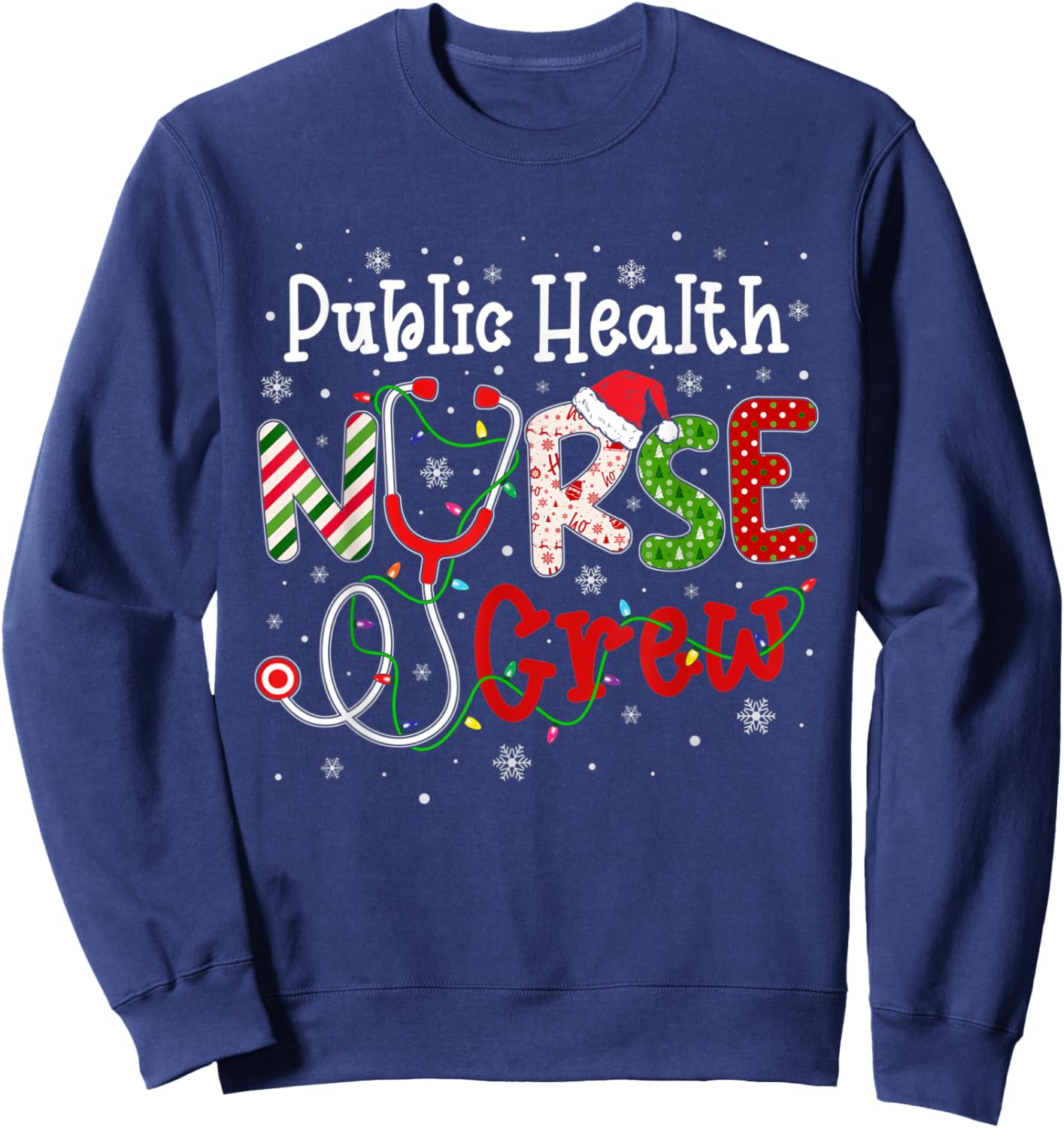 Public Health Christmas Nurse Crew Nursing Christmas Pattern Sweatshirt - Sweatshirt | Navy