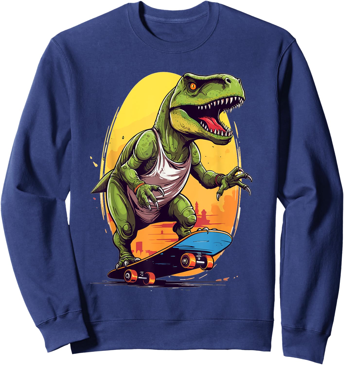 T-Rex Skater - Skateboard Skateboarder Skateboarding Sweatshirt - Sweatshirt | Navy
