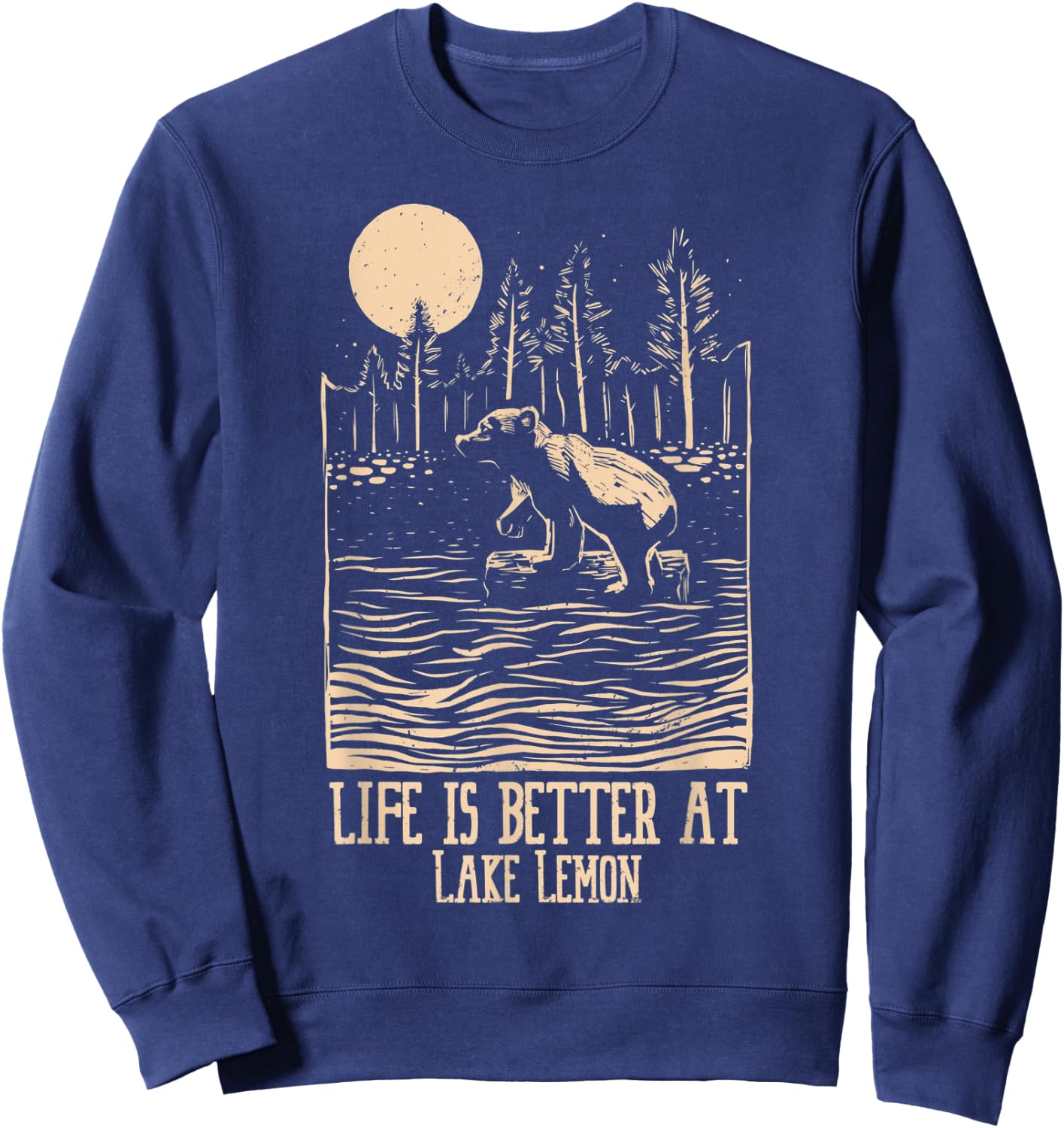 Life Is Better At Lake Lemon Kayaking And Pontooning Sweatshirt - Sweatshirt | Navy