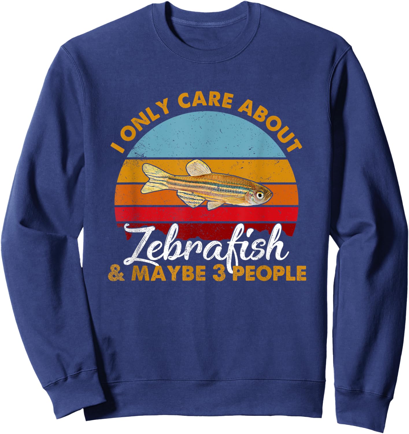 Retro Style Sunset Zebrafish Sweatshirt - Sweatshirt | Navy