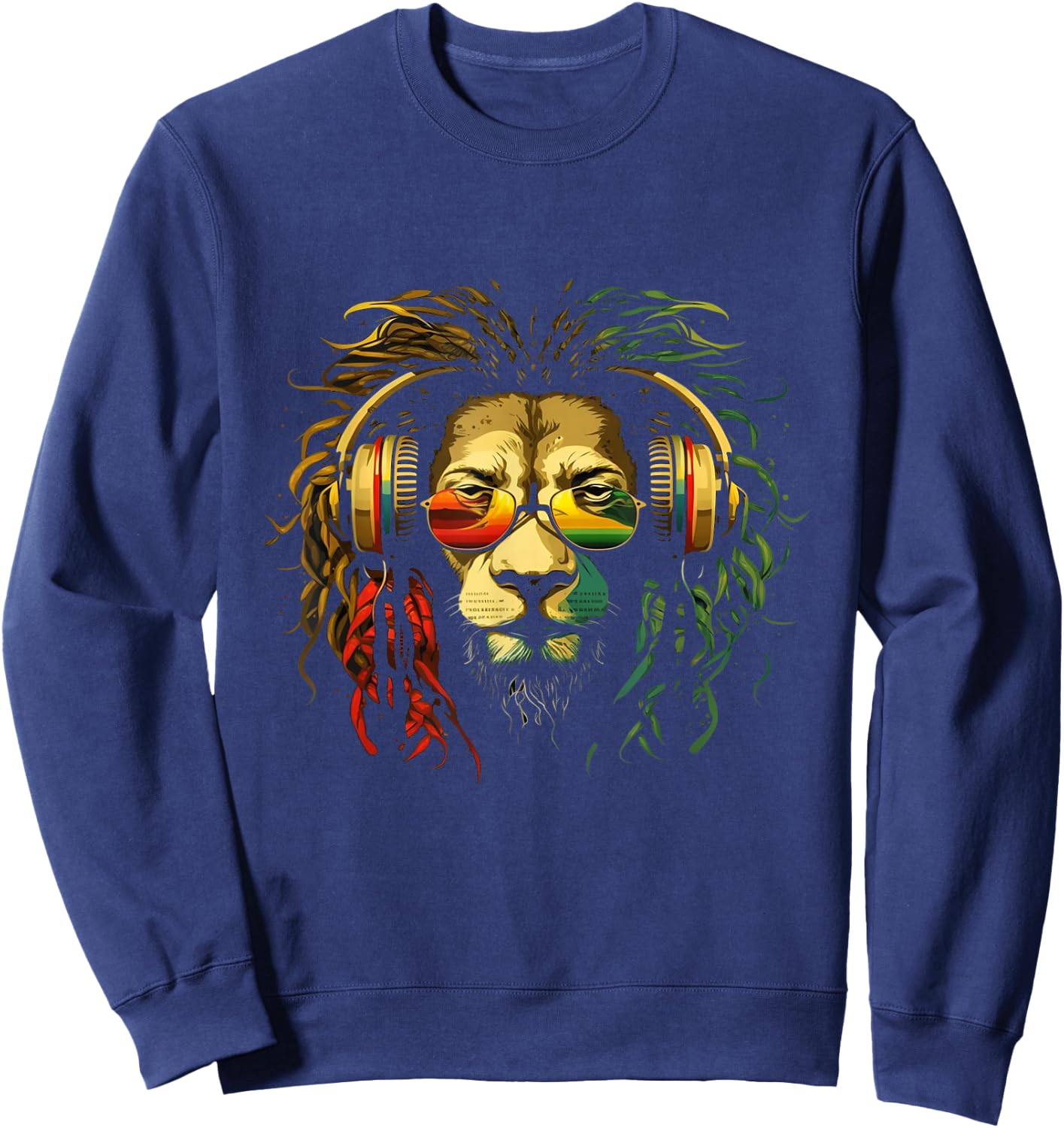 Rasta Reggae Lion Of Judah Jamaican Pride Rastafarian Lion Sweatshirt - Sweatshirt | Navy